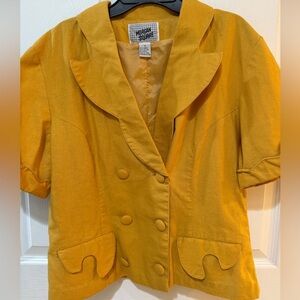 Morgan Square Short Sleeve Suit Butter Yellow Linen  Like Ramie Mod Retro Style💛